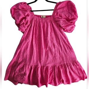 Style U Chic Pink Puff Sleeve Mini Dress